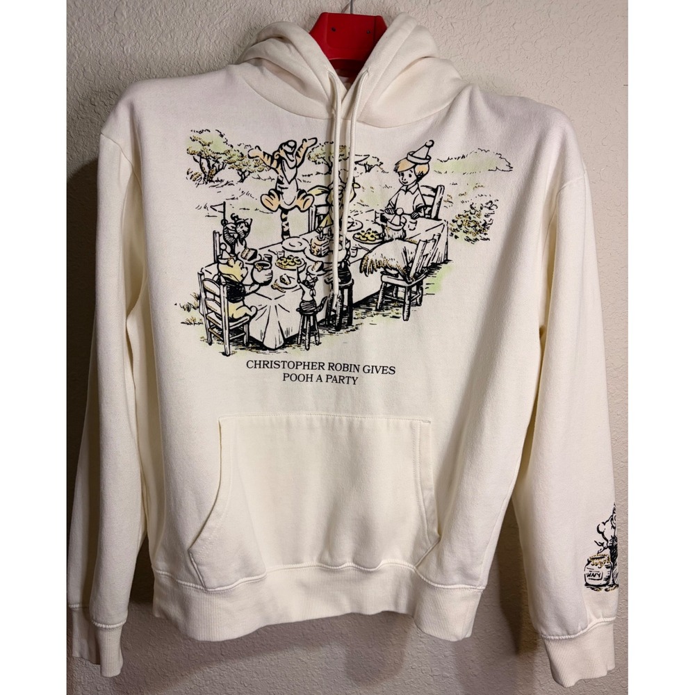 Disney Winnie the Pooh Christopher Robin Party Hoodie Egret White M